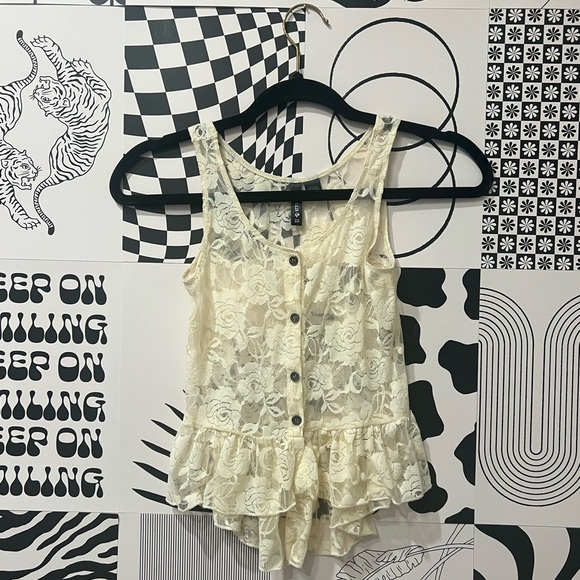 Full Tilt Tops - 🍦Button-Front Ruffled Hem Top🍦